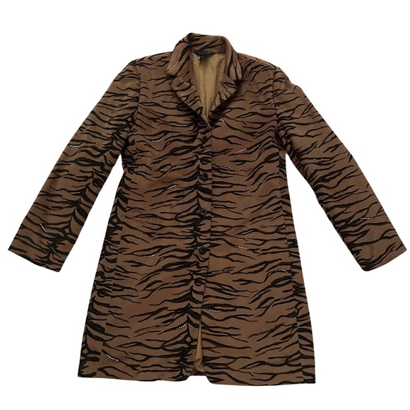 japon en chine Jackets & Blazers - Japon Et Chine Brown Tiger Print Blazer Coat Jacket 10 Animal Print Statement